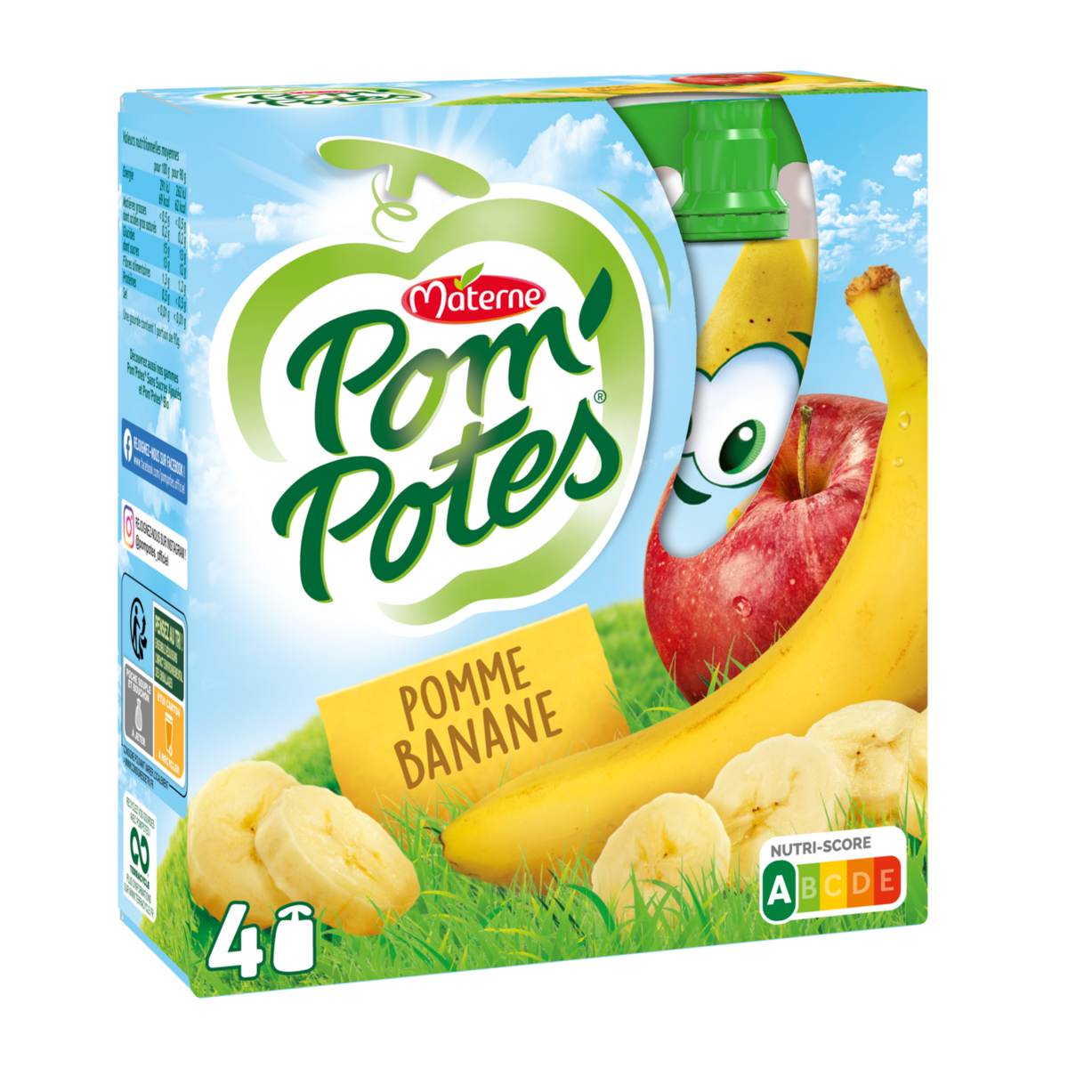 POM'POTES Dessert gourdes pomme banane sans conservateur 4x90g pas cher 