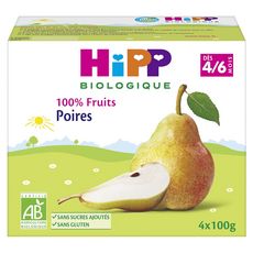 HIPP Petit pot dessert poires bio dès 4 mois 4x100g