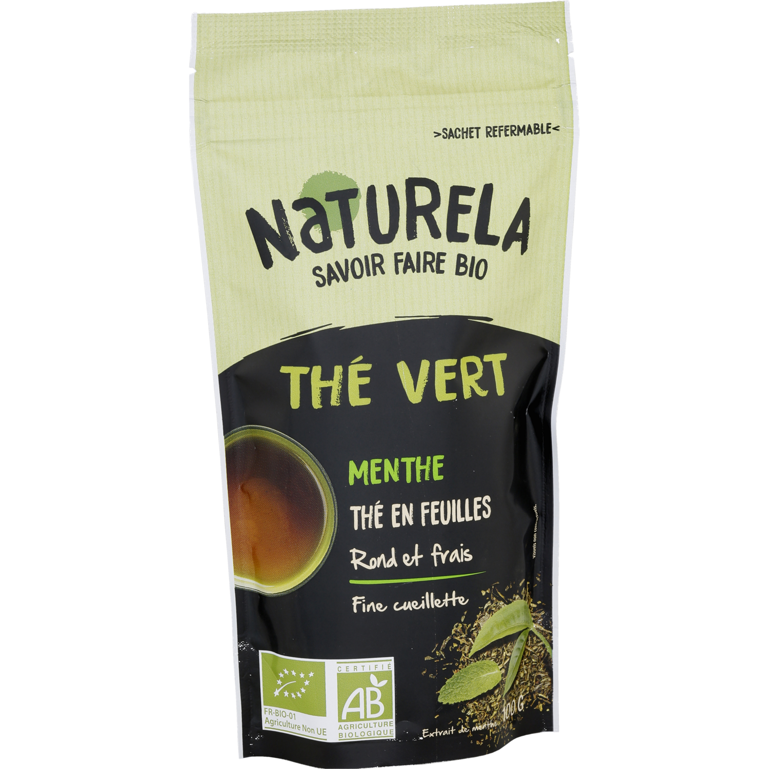 NATURELA Thé vert bio à la menthe en vrac 100g pas cher 