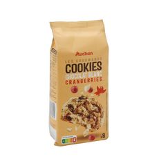 AUCHAN MMM! Cookies chocolat blanc saveur canberries 8 biscuits 200g