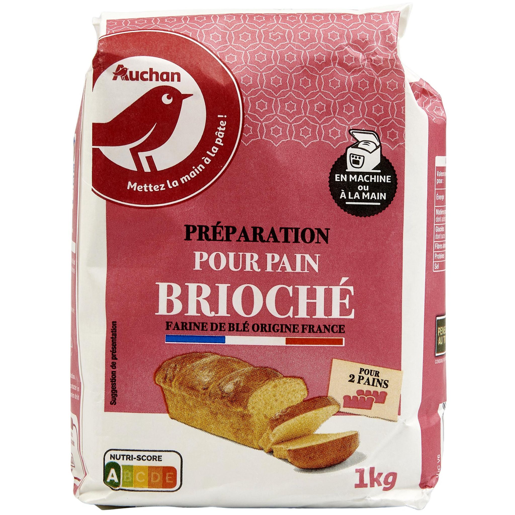 AUCHAN Farine boulangère sans levure pour pain brioché 1kg pas cher 