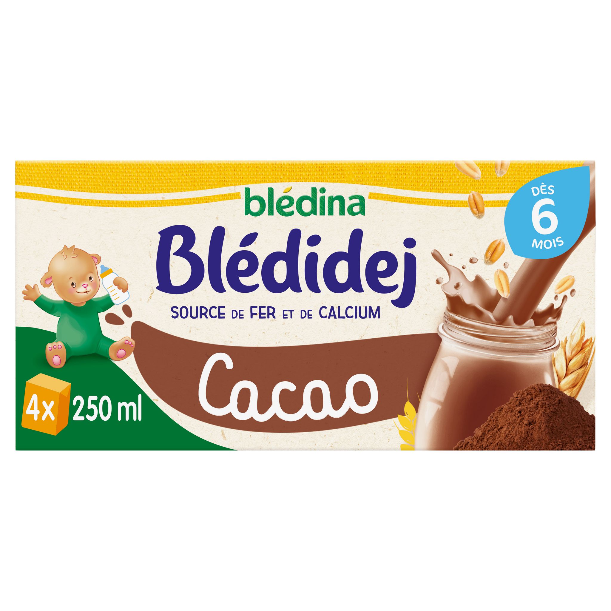 Blédina Blédidej, Céréales bébé Lactées, Dès 6 Mois, 250ml (4 briques) -  Pack de 3 : : Epicerie