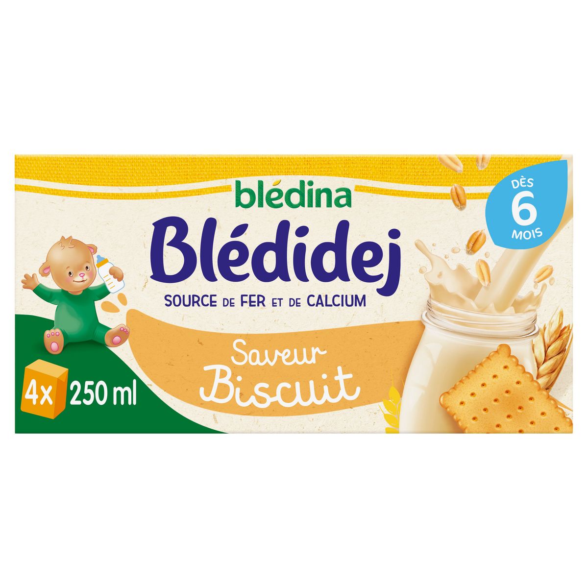 BLEDINA Blédidej céréales lactées saveur biscuitée dès 6 mois 4x250ml