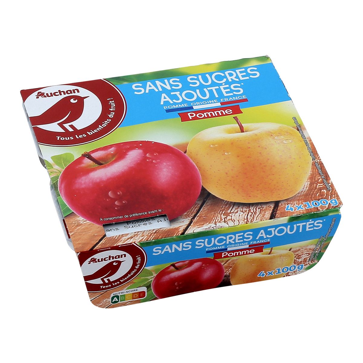 AUCHAN Spécialité pomme sans sucres ajoutés 4x97g