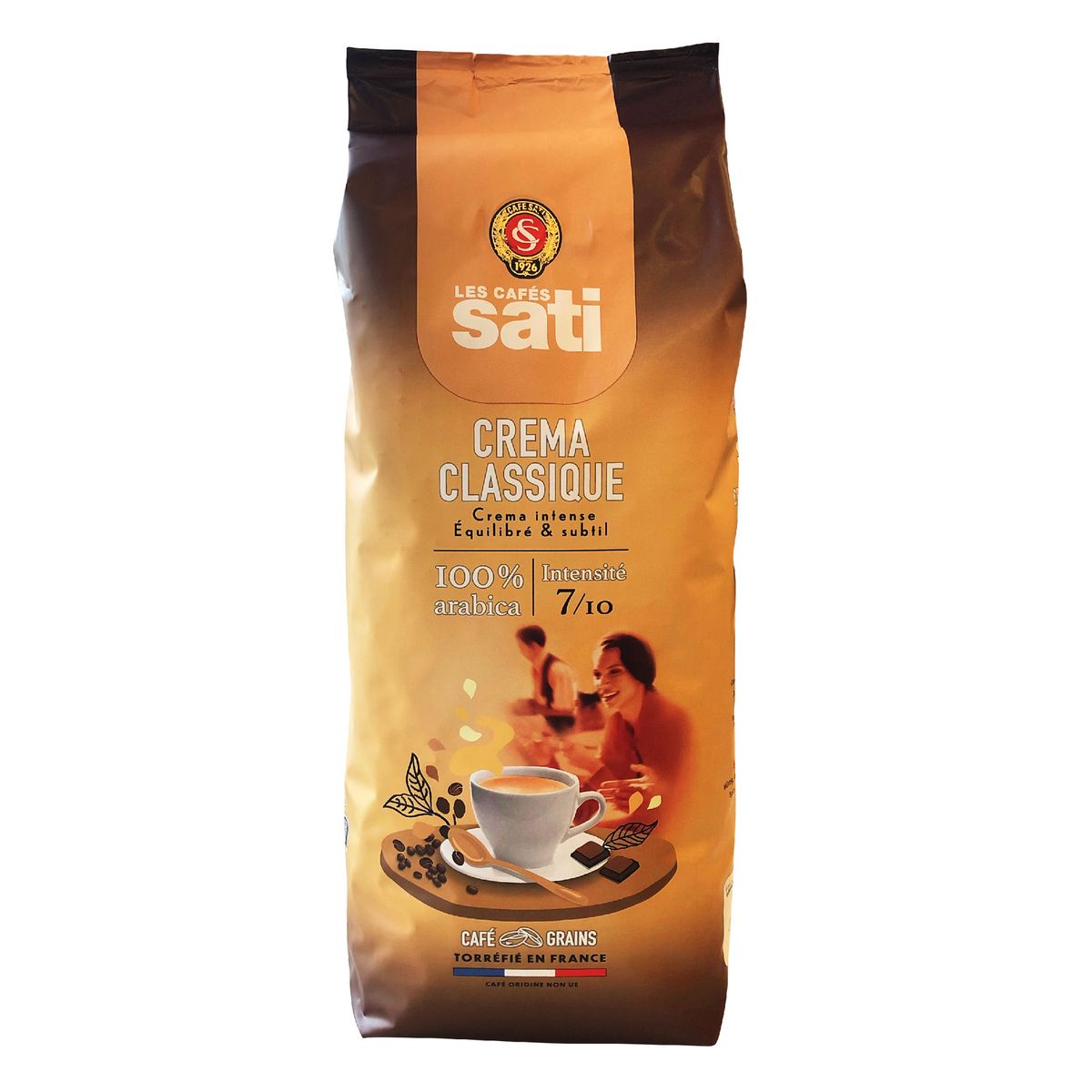 LES CAFES SATI Café en grain crema 100% Arabica 1kg