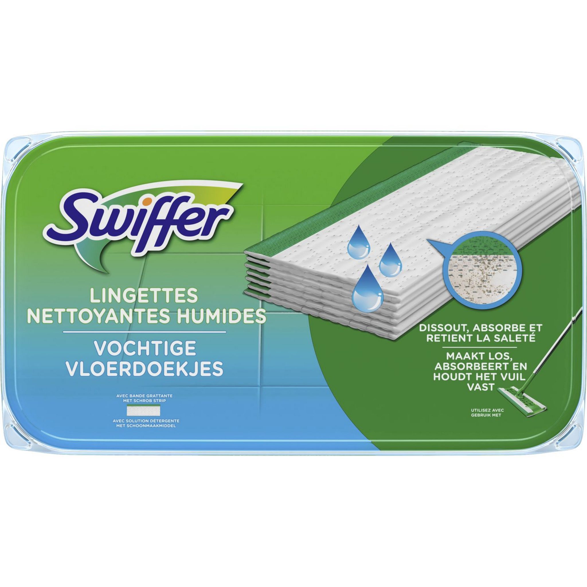 Swiffer Lingettes Humides, 12 Lingettes Nettoyantes, pour Balai Swiffer,  Attrape-Poussière, Lingette Retient la Poussière et la Saleté