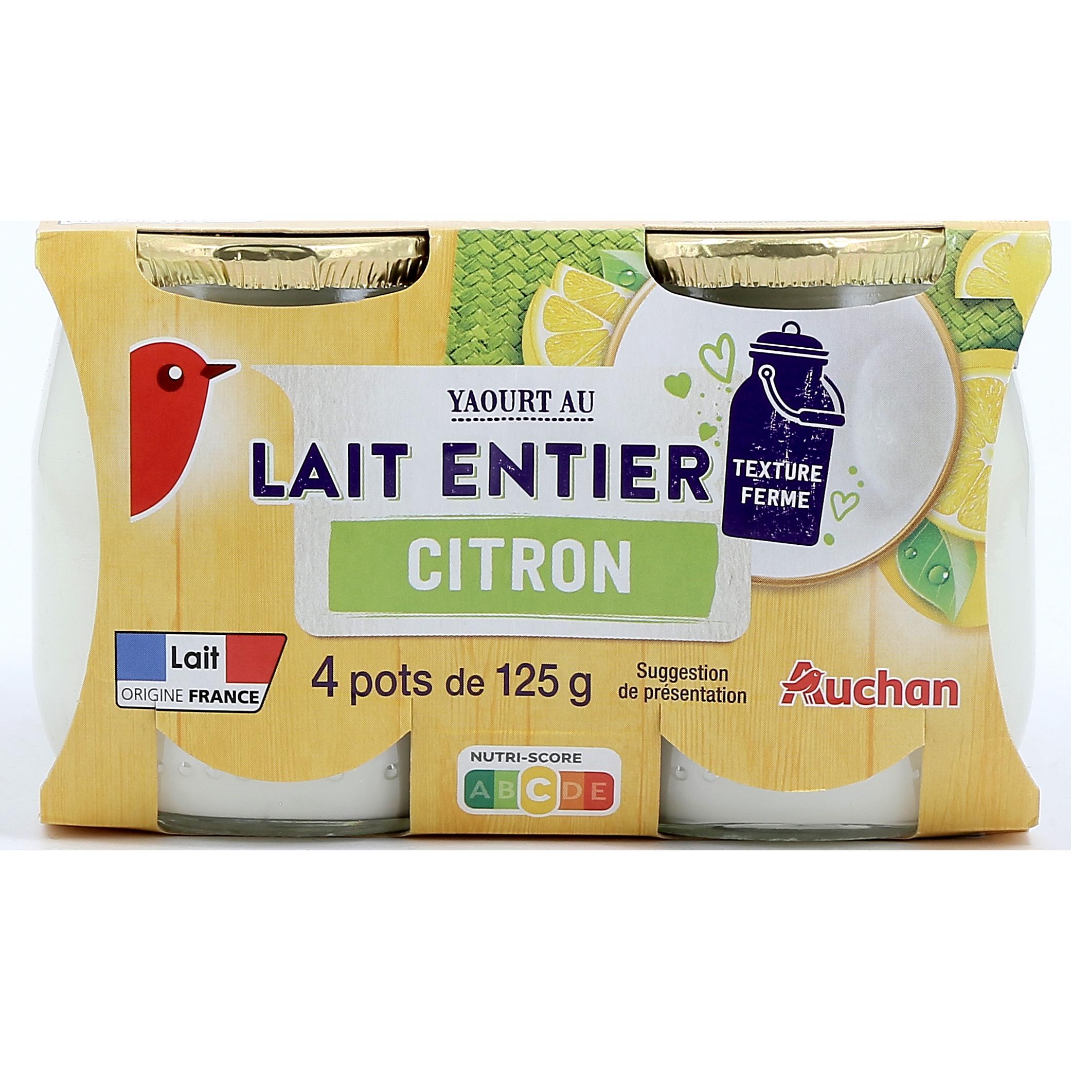 Yaourt au lait entier pasteurisé sucré aromatisé au citron (Malo)