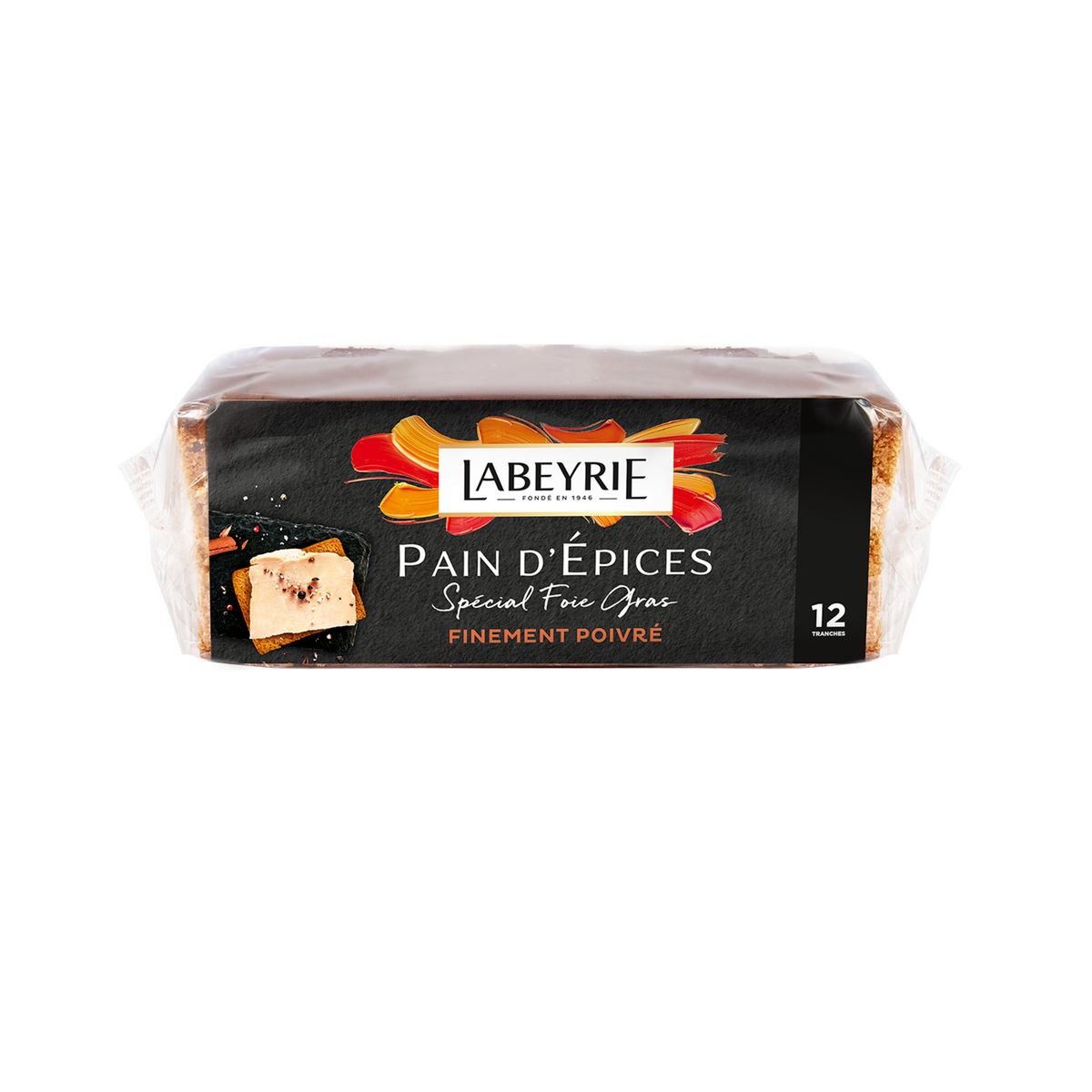 LABEYRIE Pain d'épice spécial foie gras poivré en tranches 12 pièces 150g  pas cher 