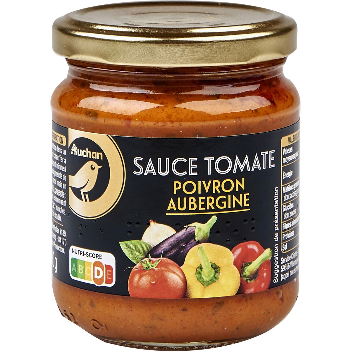 AUCHAN GOURMET Sauce cuisinée poivrons et aubergines en bocal 190g