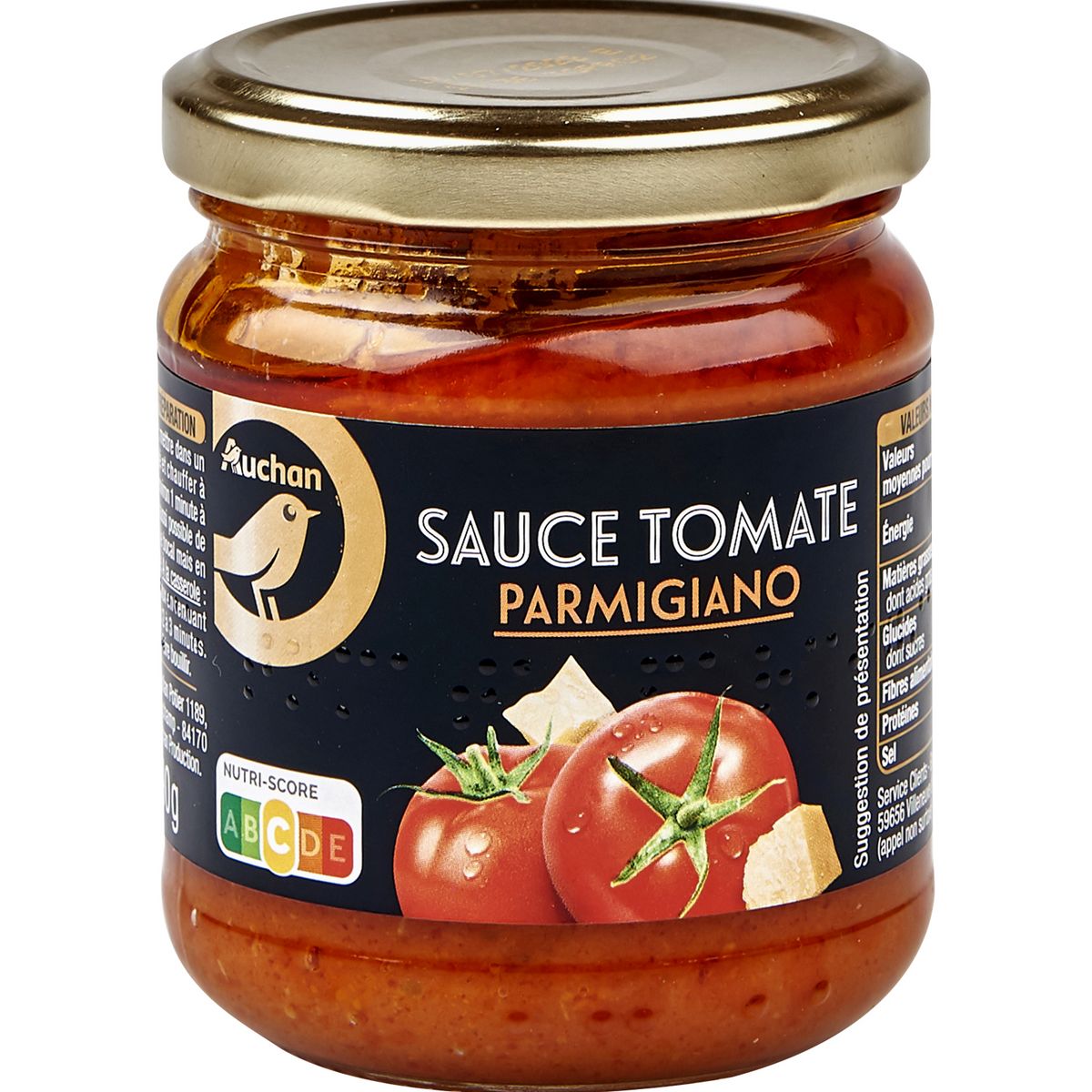 AUCHAN GOURMET Sauce tomate au parmesan en bocal 190g
