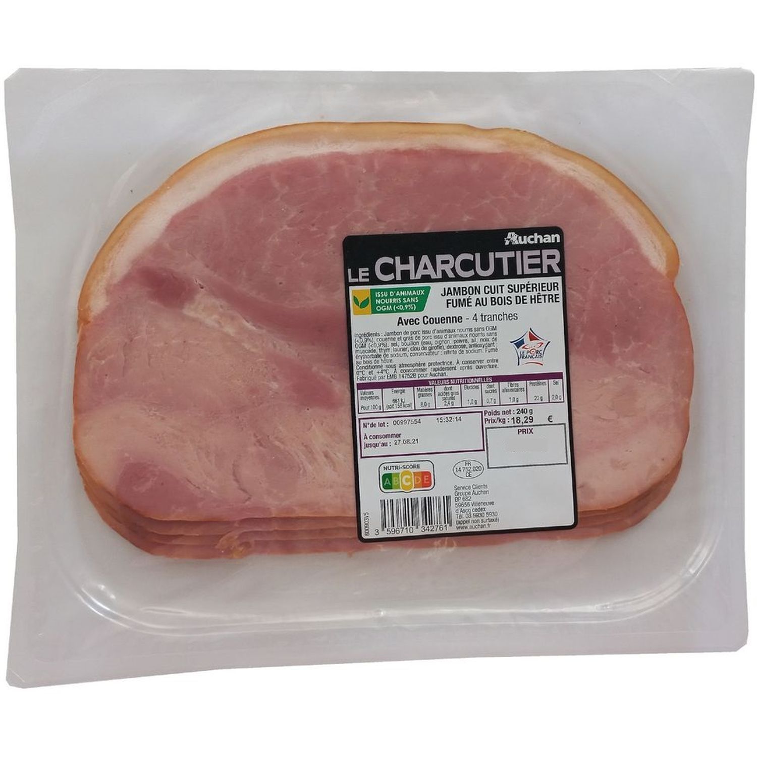 Jambon fumé (viandes, volailles et charcuteries)