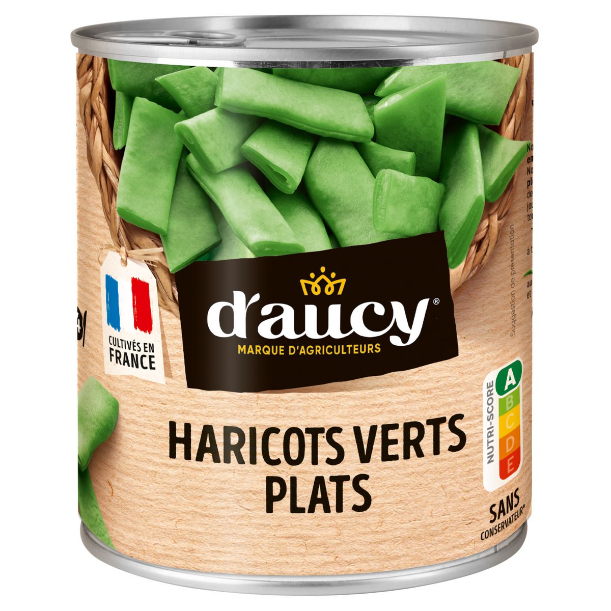 D'AUCY Haricots verts plats coupés 100% cultivés en France 420g
