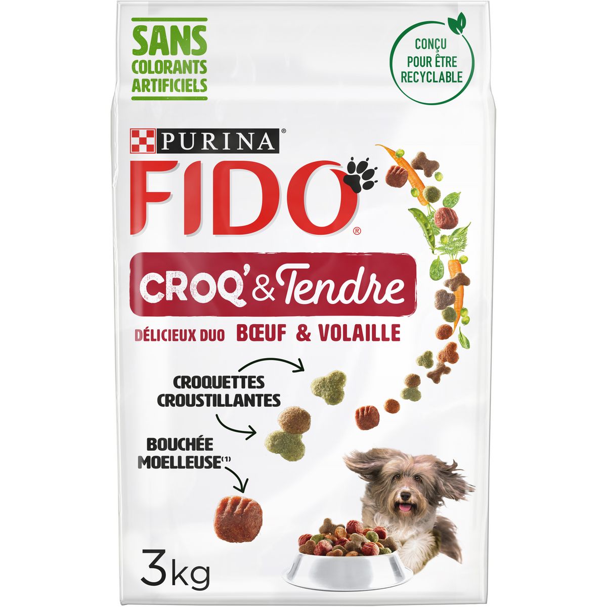 FIDO Croq & tendre croquettes moelleuses au boeuf pour chien 3kg