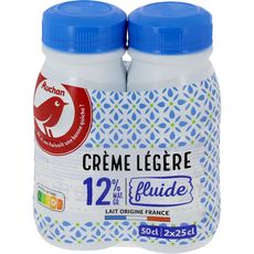 AUCHAN Crème fluide légère 12%MG UHT 2x25cl