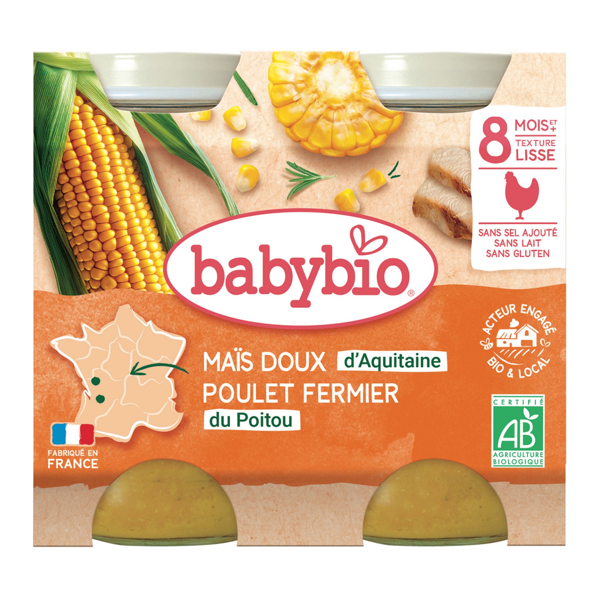 BLEDINA LES RECOLTES BIO Purée de Courgettes Poulet Fermier Thym