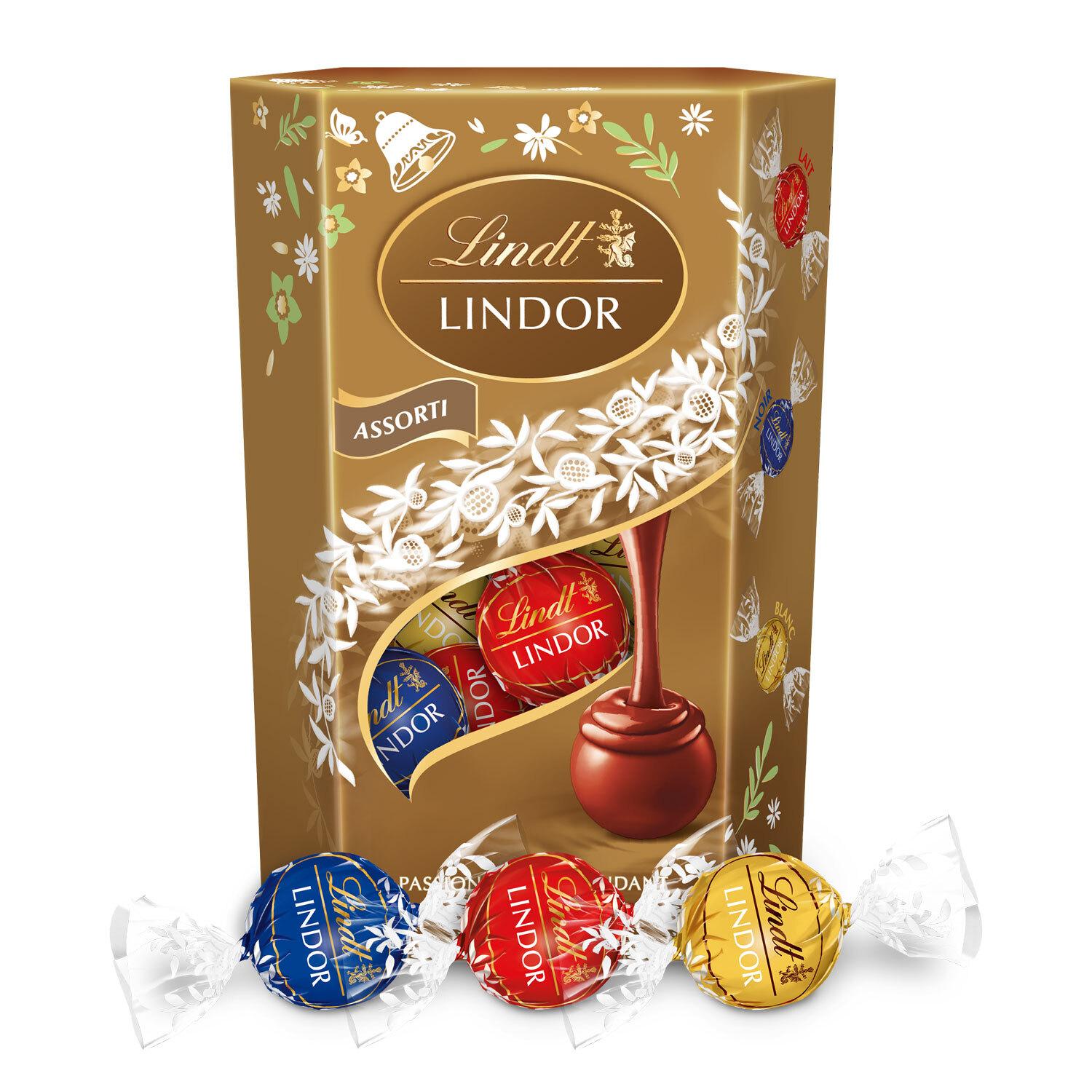 Lindt - Cornet LINDOR - Assortiment de Chocolats au Lait, Noirs et