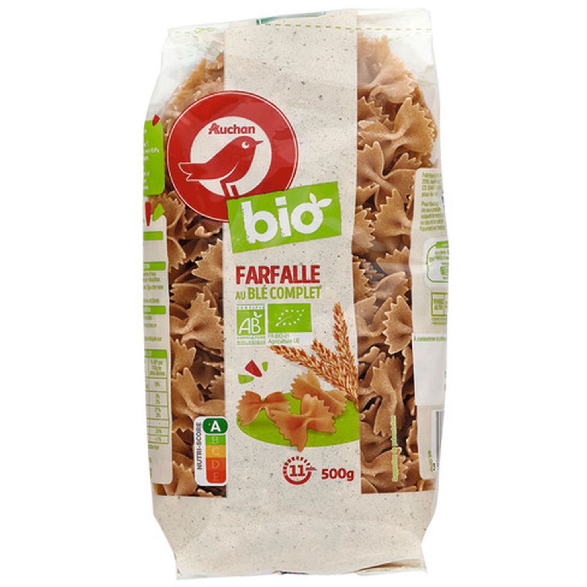 Farfalles complètes au blé complet - BIO VILLAGE 500g - Drive Z'eclerc