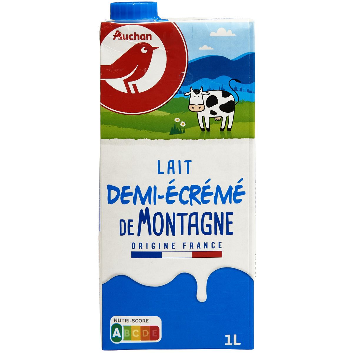 AUCHAN Lait demi-écrémé UHT 8x1L pas cher 