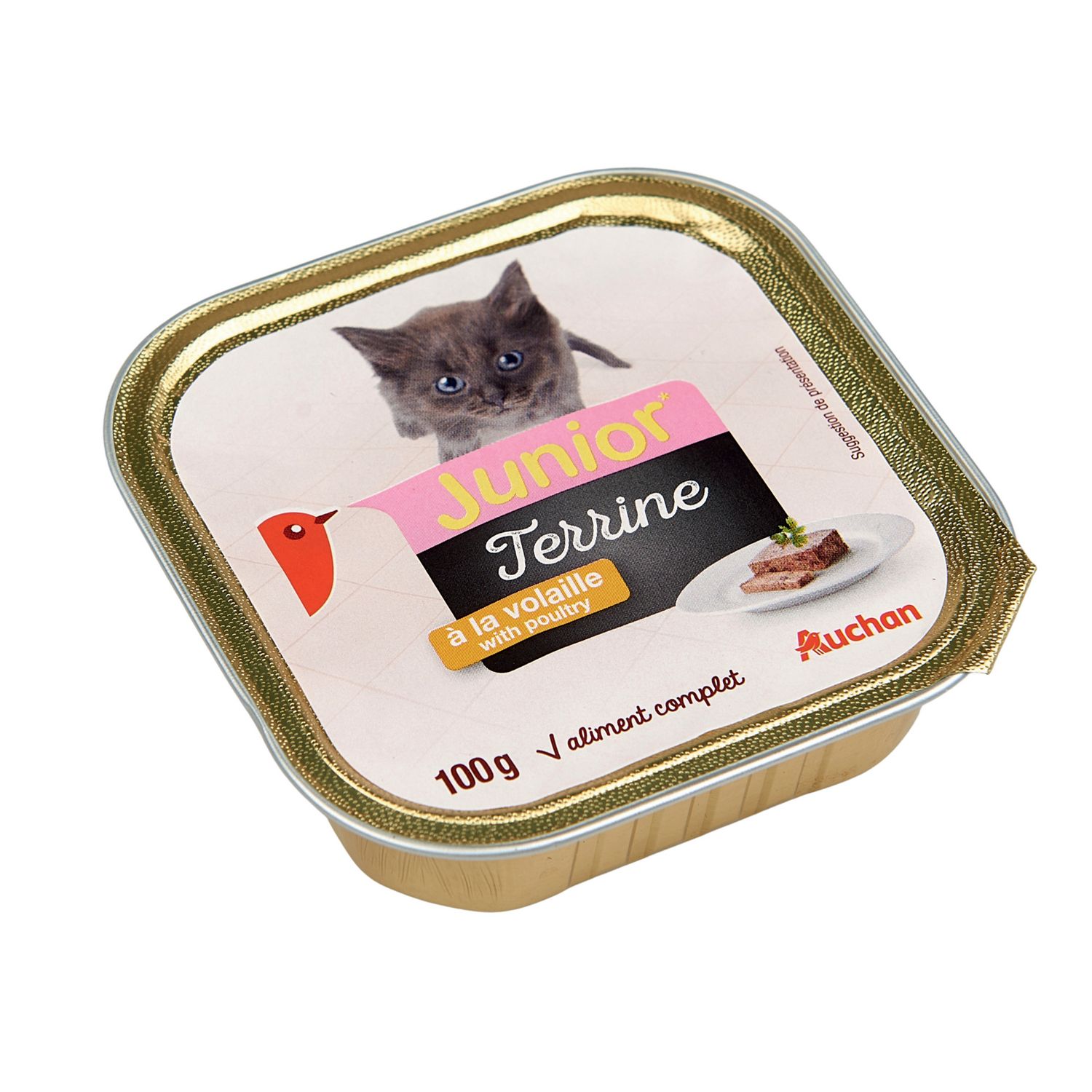 Pâtée pour chat Junior en terrine au lapin, au bœuf, à la volaille & canard  CARREFOUR : Le lot de 4 boîtes de 400g à Prix Carrefour