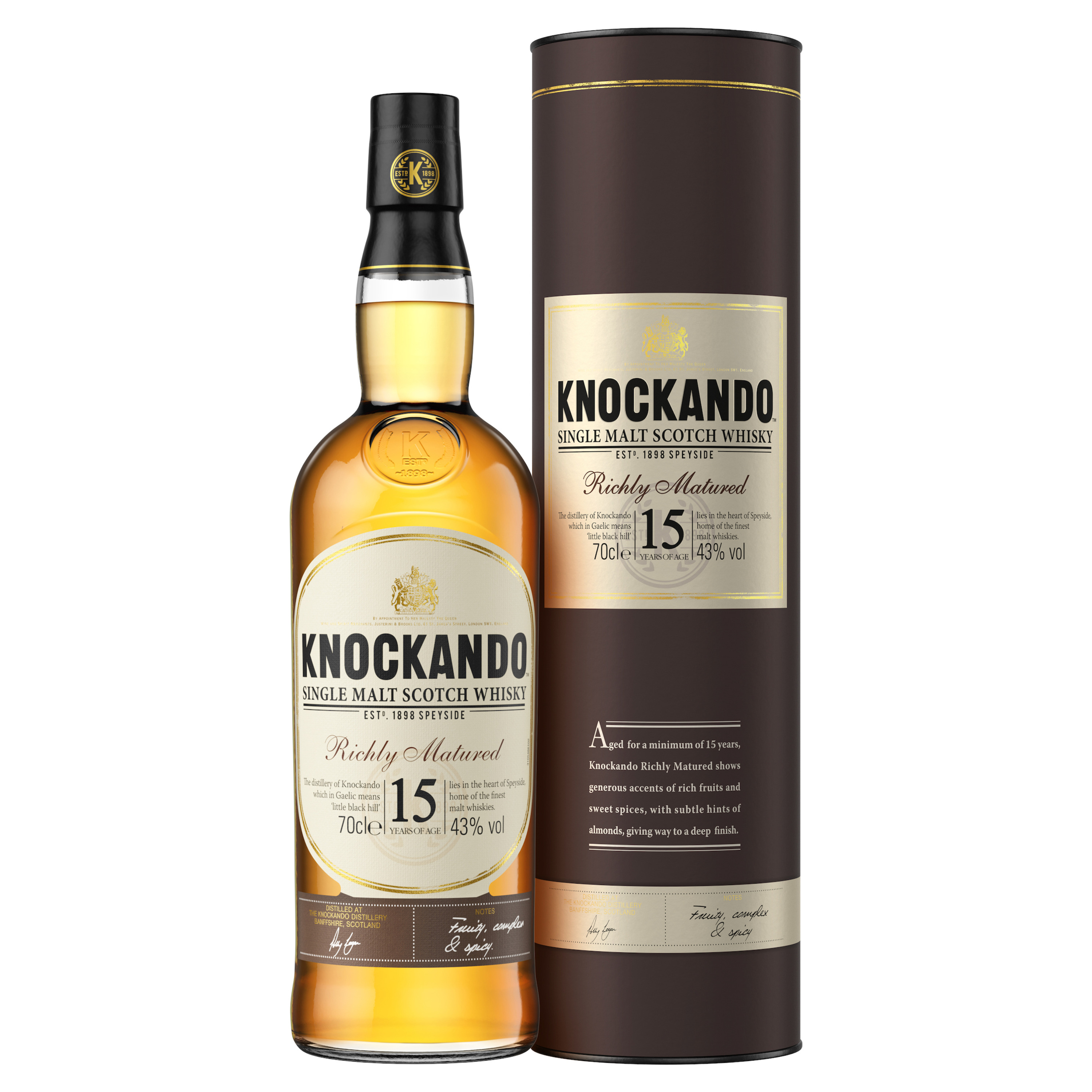 KNOCKANDO Scotch whisky single malt écossais Richly Matured 43 15 ans avec  étui 70cl pas cher