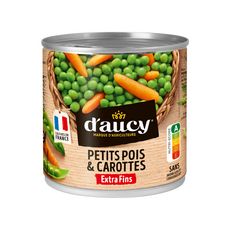 D'AUCY Petits pois carottes extra fins, 100% cultivés en France 265g