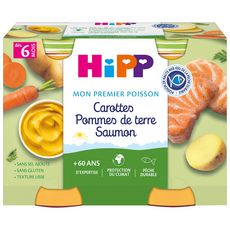 HIPP Petit pot carottes pommes de terre saumon dès 6 mois 2x190g