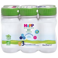 HIPP Combiotic 3 lait de croissance bio liquide dès 10 mois 6x25cl