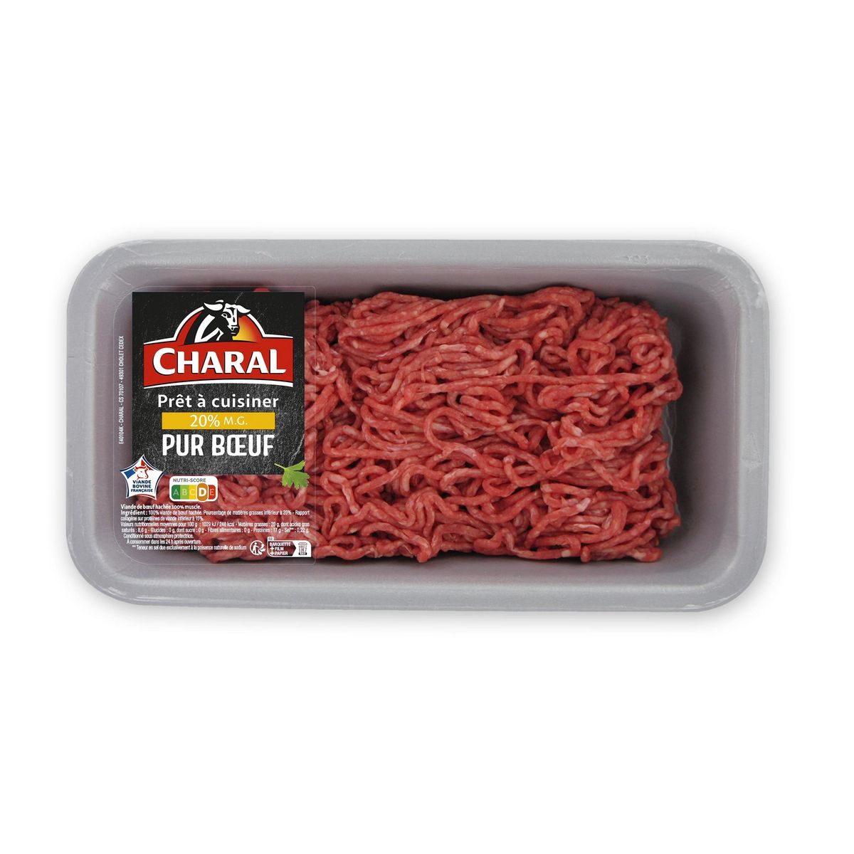 CHARAL Haché pur boeuf 20%mg 600g