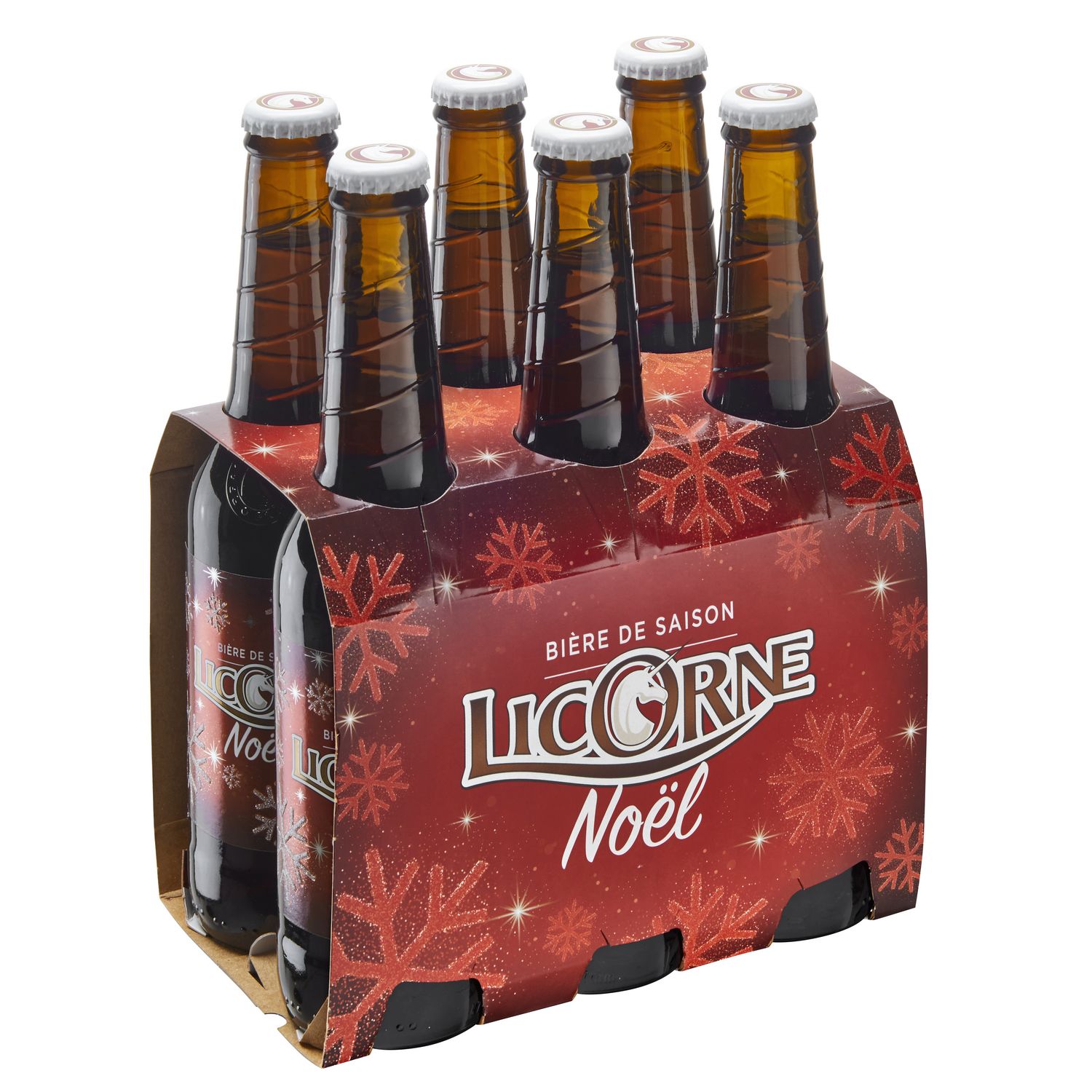 LICORNE Coffret Bière de Noël 5.8% bouteilles +1 verre 4x33cl pas cher 