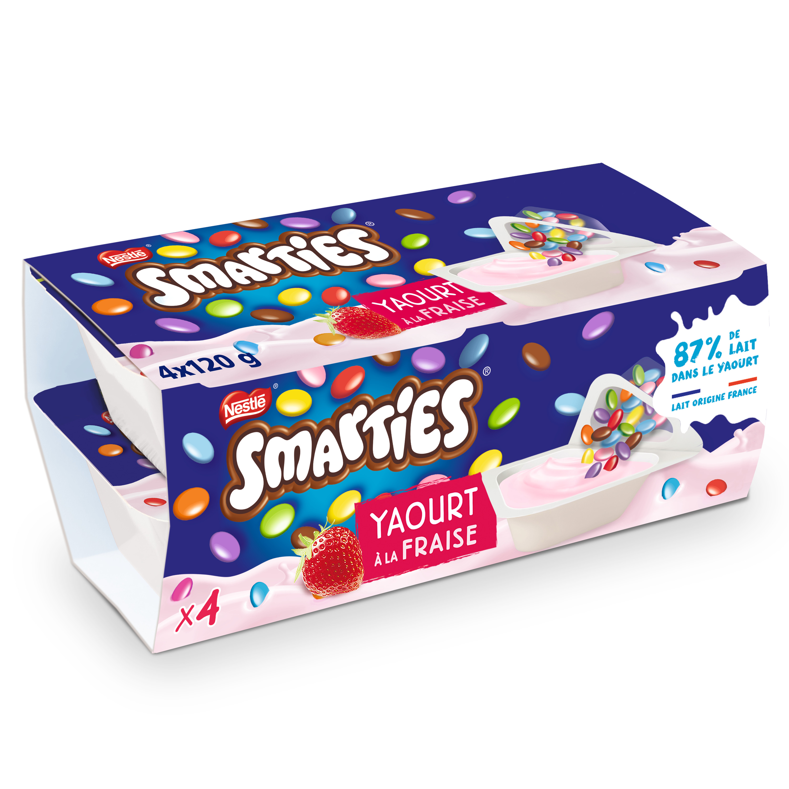 NESTLE Yaourts à la fraise avec smarties 4x120g pas cher 