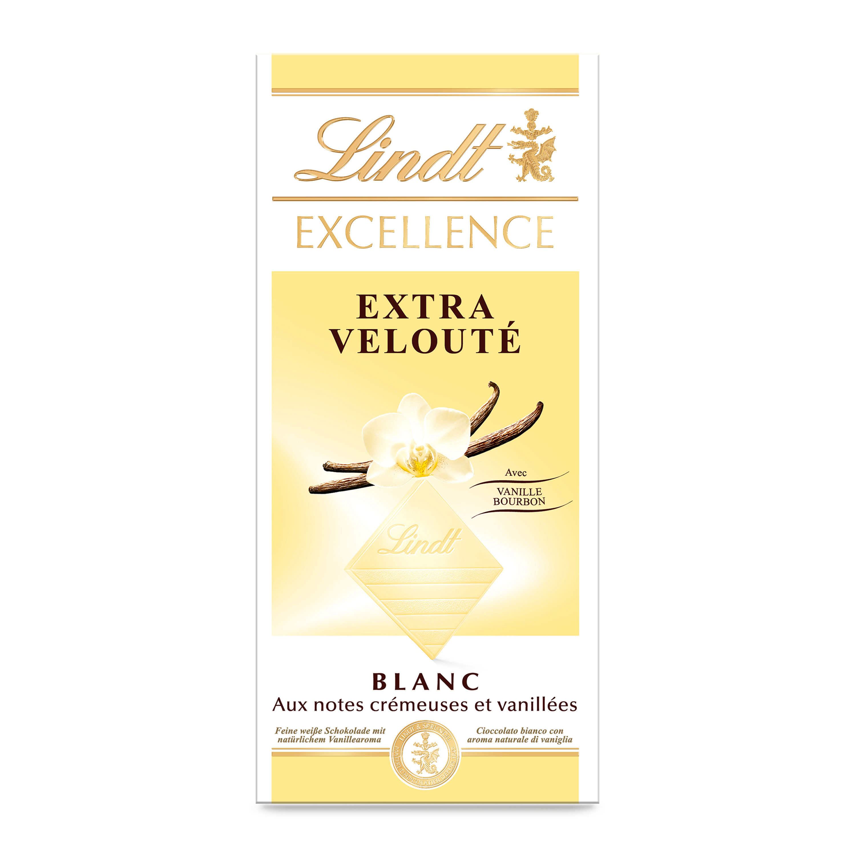 LINDT Excellence tablette de chocolat blanc dégustation extra velouté  vanillé 1 pièce 100g pas cher 