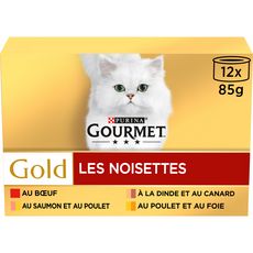 GOURMET Gold les noisettes barquettes pâtée viande poisson pour chat 12x85g