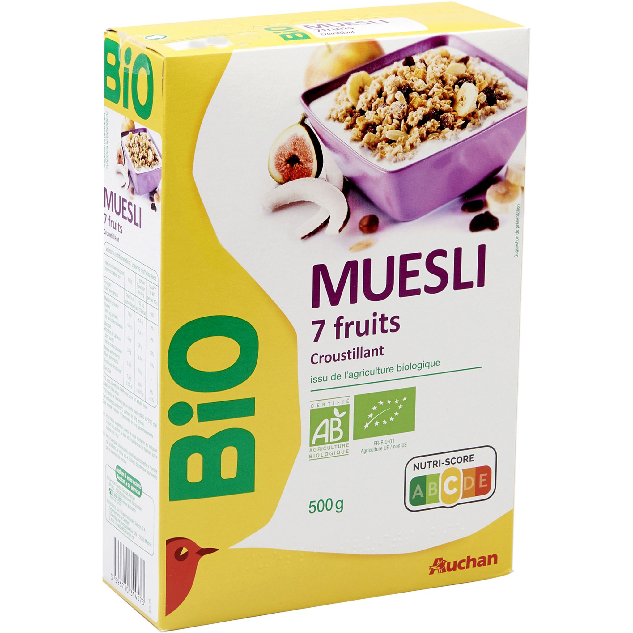 Muesli croustillant fruits secs sans gluten - Auchan - 0.375 kg