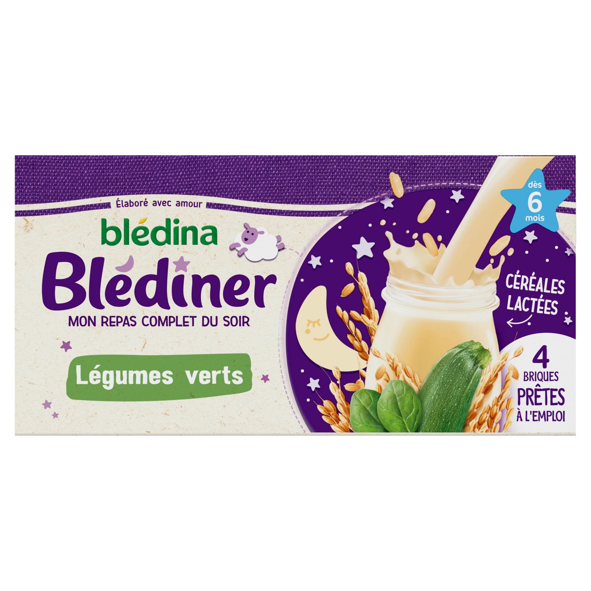 BLEDINA Blédîner brique céréales lactées légumes verts dès 6 mois