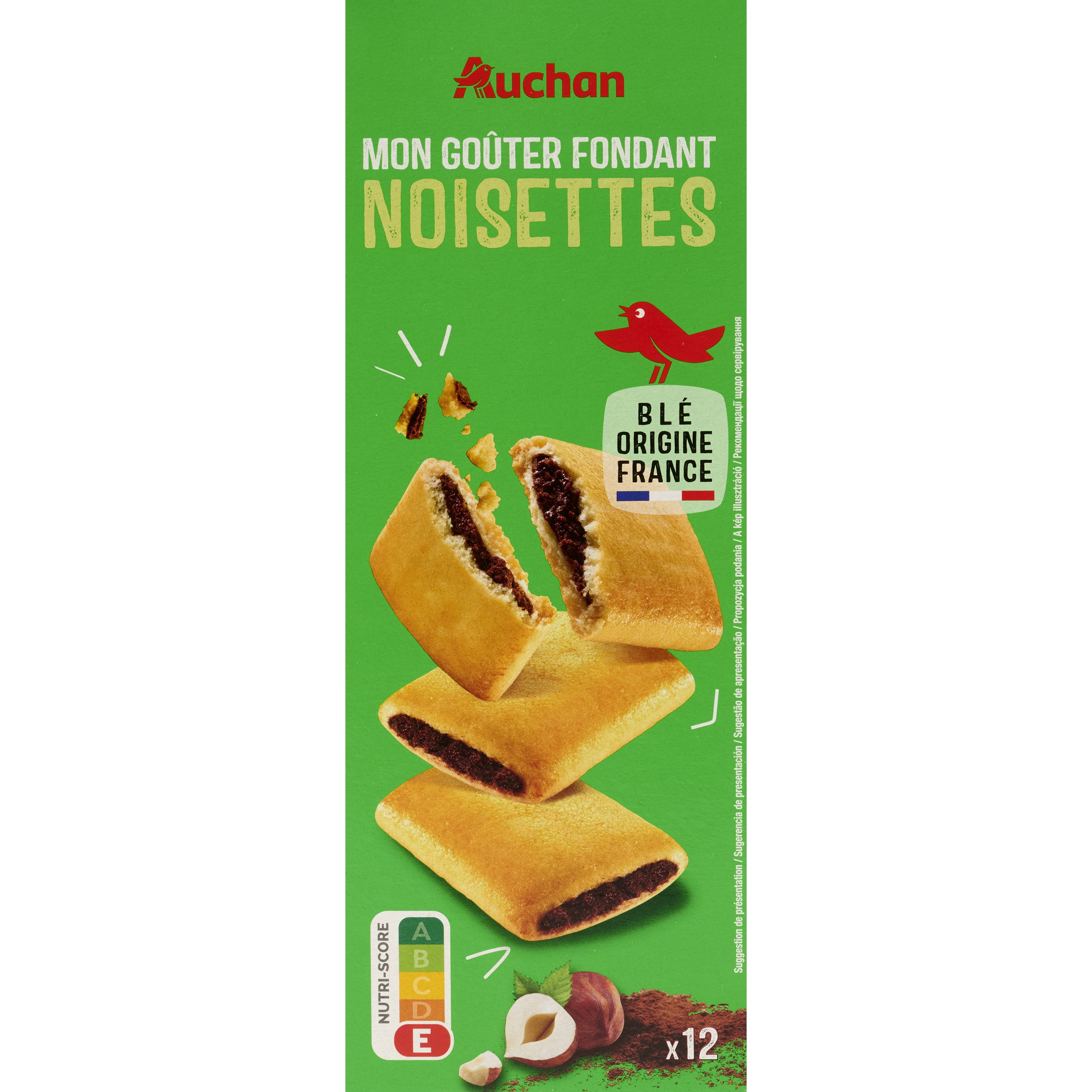 AUCHAN Cigarettes nappées chocolat noisettes 14 biscuits 100g pas cher 