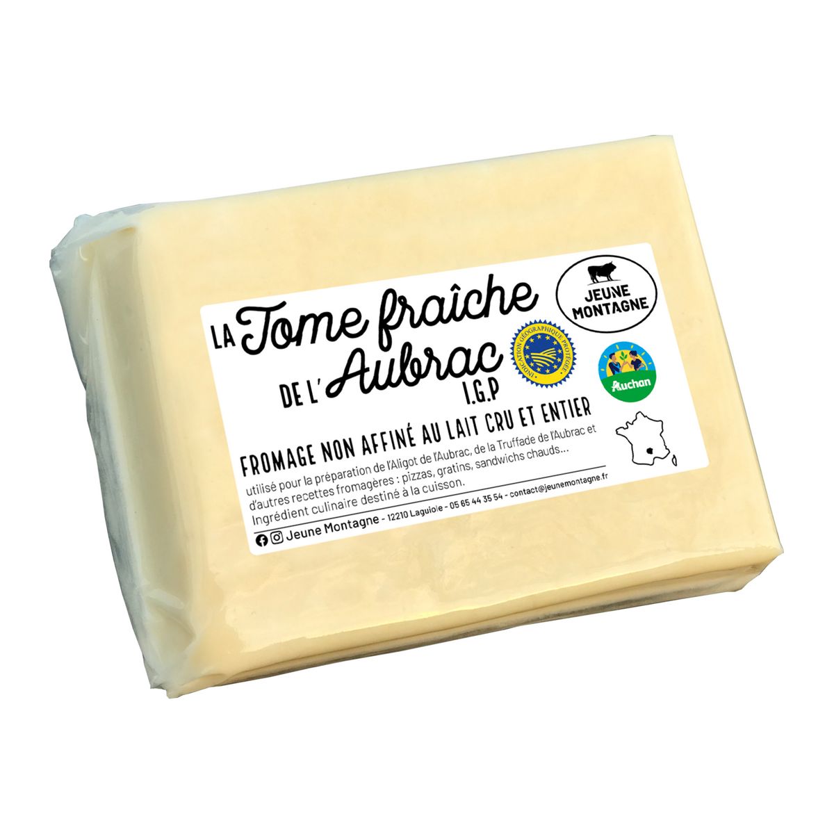 JEUNE MONTAGNE CULTIVONS LE Tomme fraîche de l'Aubrac au lait cru entier 500g pas cher - Auchan.fr