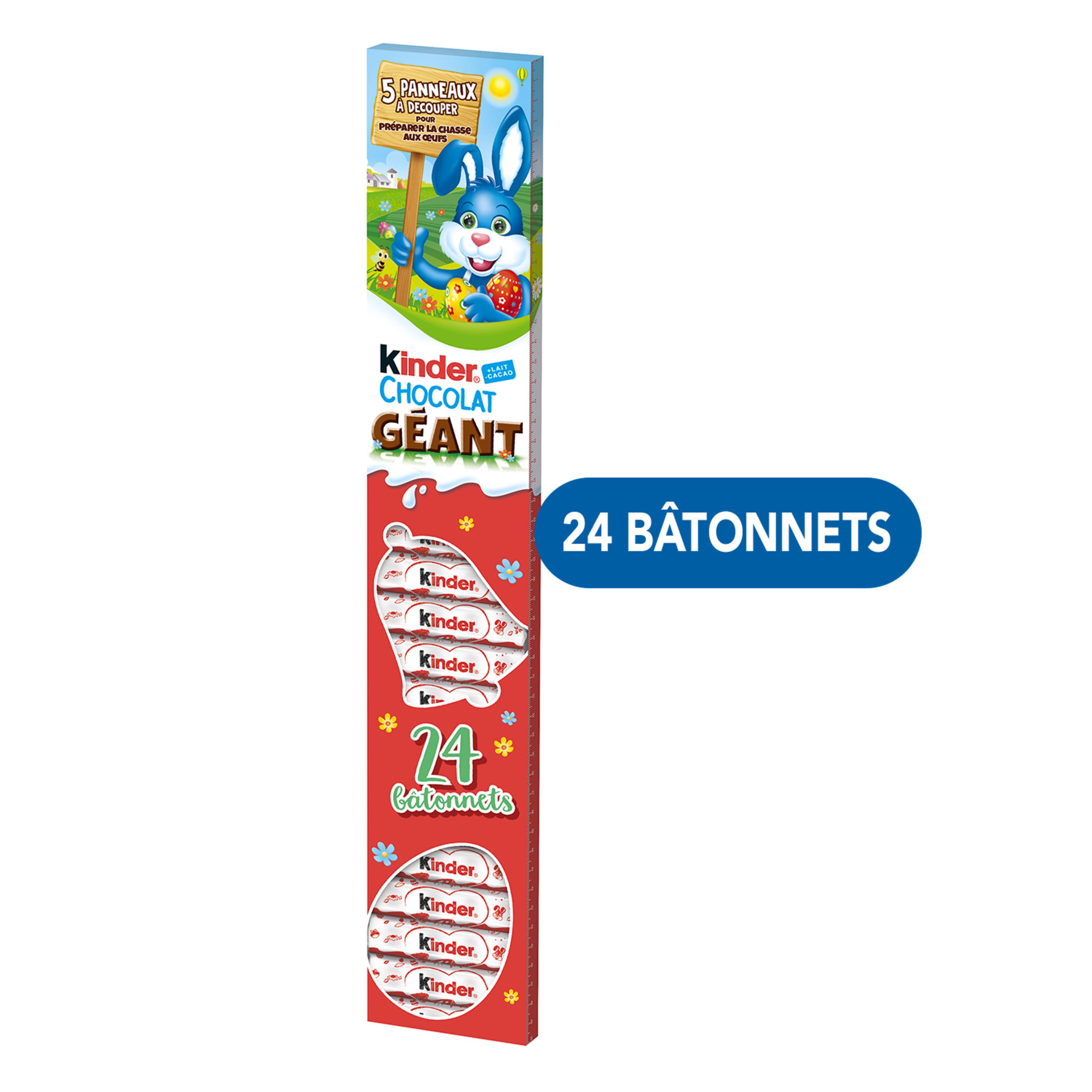 KINDER Barres chocolatées au lait 1/2 mètre 24 pièces 300g pas cher 