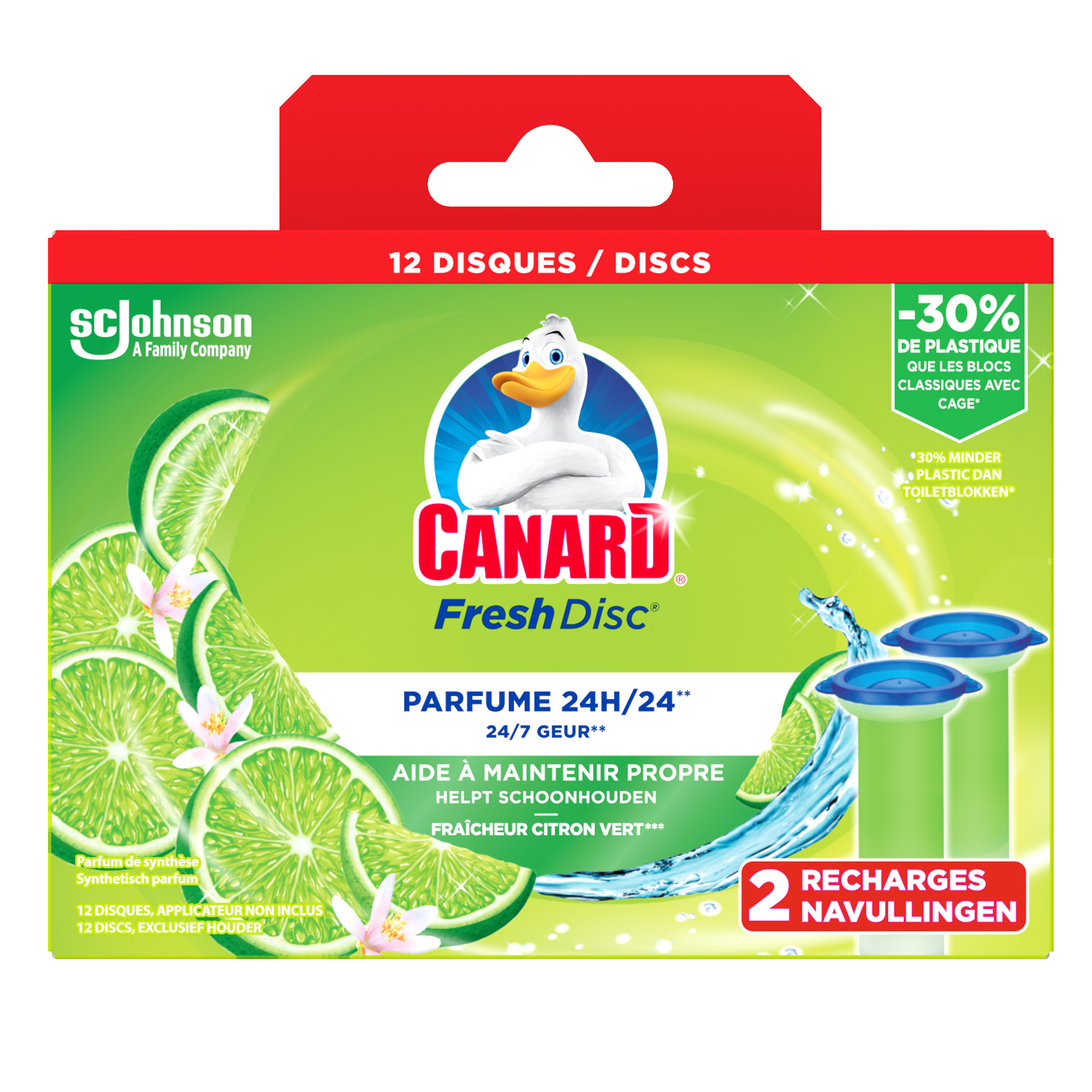 CANARD Fresh Disc disques WC fraîcheur citron vert 12 disques pas cher 