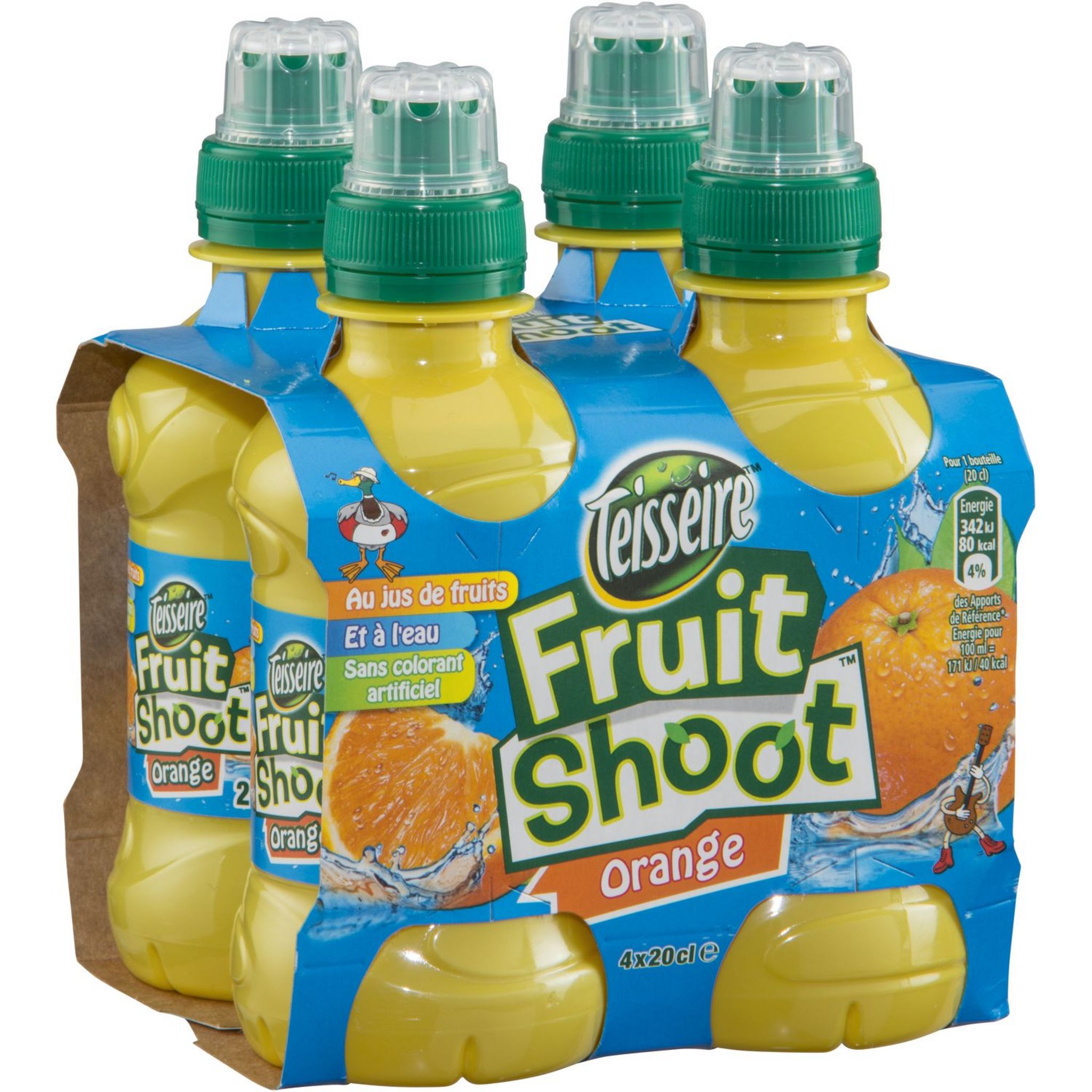 TEISSEIRE Fruit shoot boisson au jus d'orange bouteilles 4x20cl pas cher 