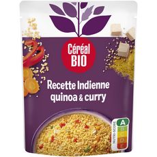 CÉRÉAL BIO Quinoa et boulgour cuisinés à l'indienne sans conservateur en poche 1 personne 220g