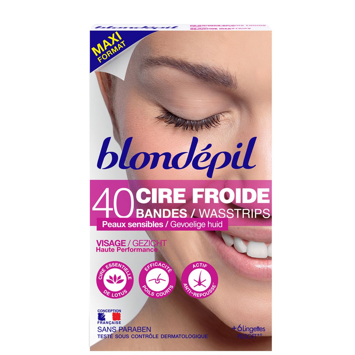 BLONDEPIL Bandes De Cires Froide Visage Peaux Sensibles Avec Lingettes ...