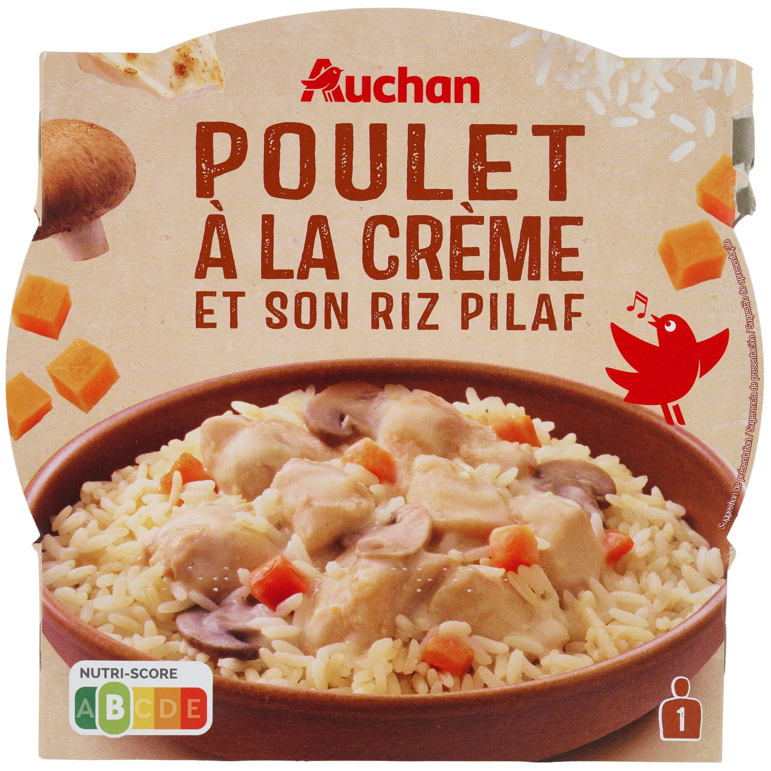 AUCHAN Poulet au curry et son riz barquette 2min au micro-ondes 1