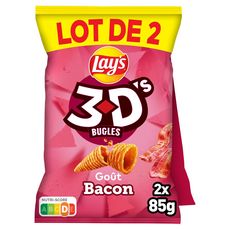 LAY'S Biscuits soufflés 3D's bugles goût bacon lot de 2 2x85g