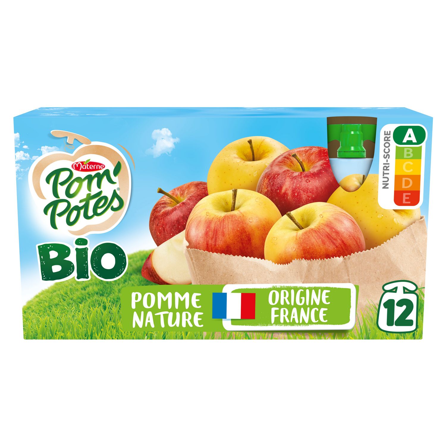 COMPOTE POMME BIO SS SUCRES AJOUTES - GOURDE 90GR