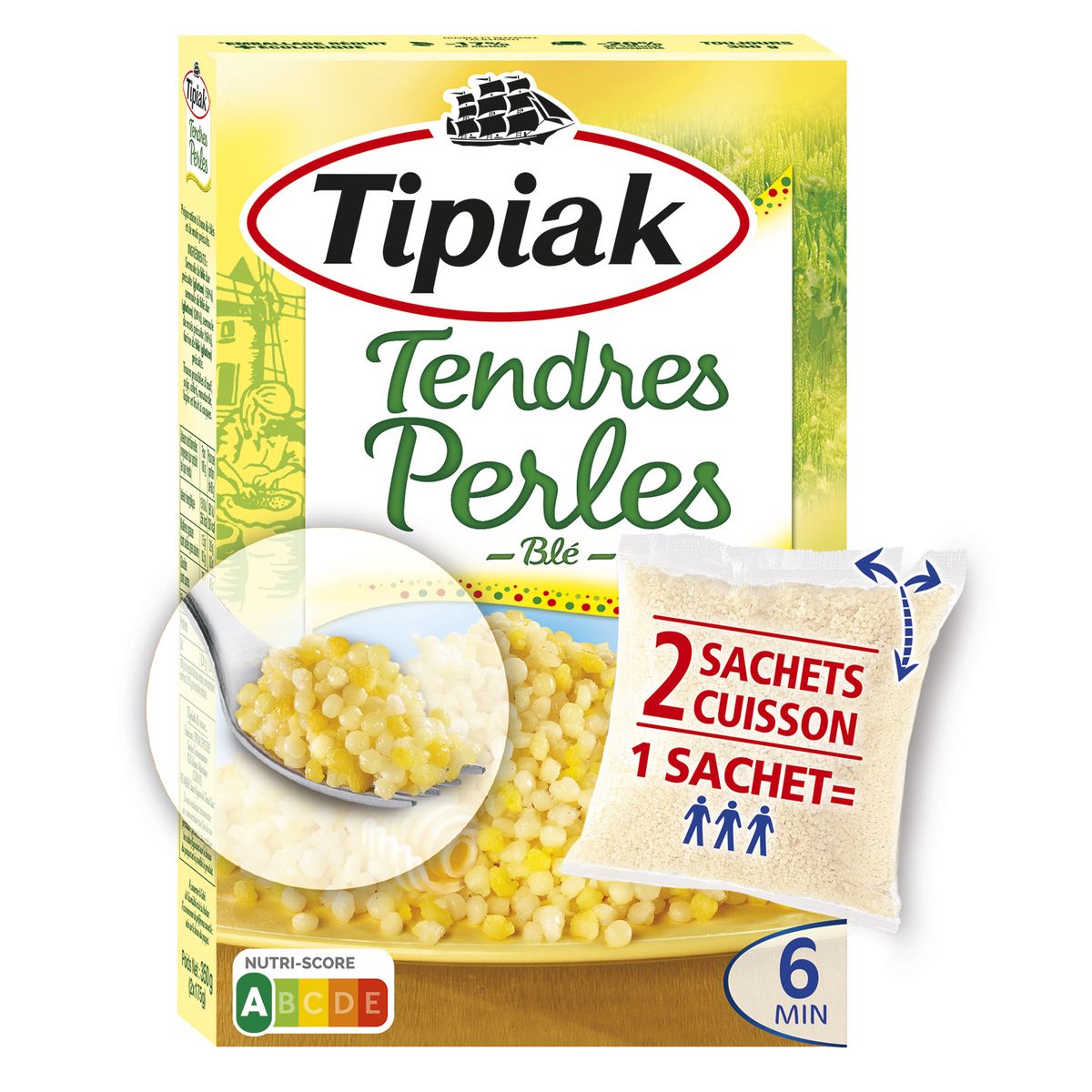 TIPIAK Tendres perles de blé sachets cuisson sachets express 2 sachets 2x175g