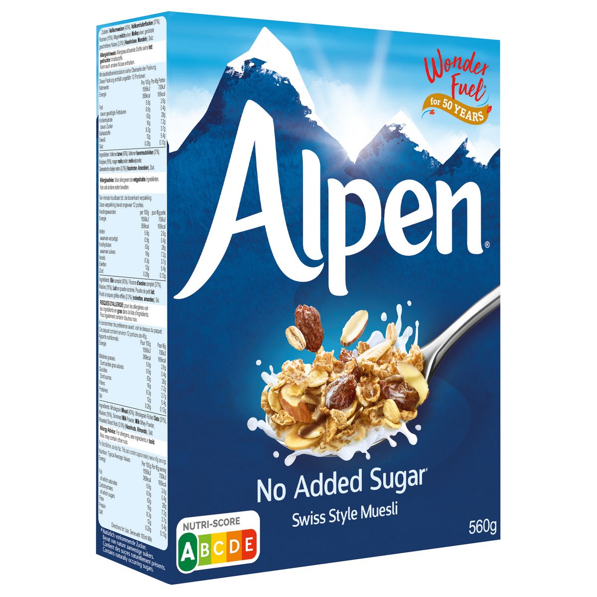 ALPEN Céréales muesli au blé complet sans sucres ajoutés 560g pas cher 