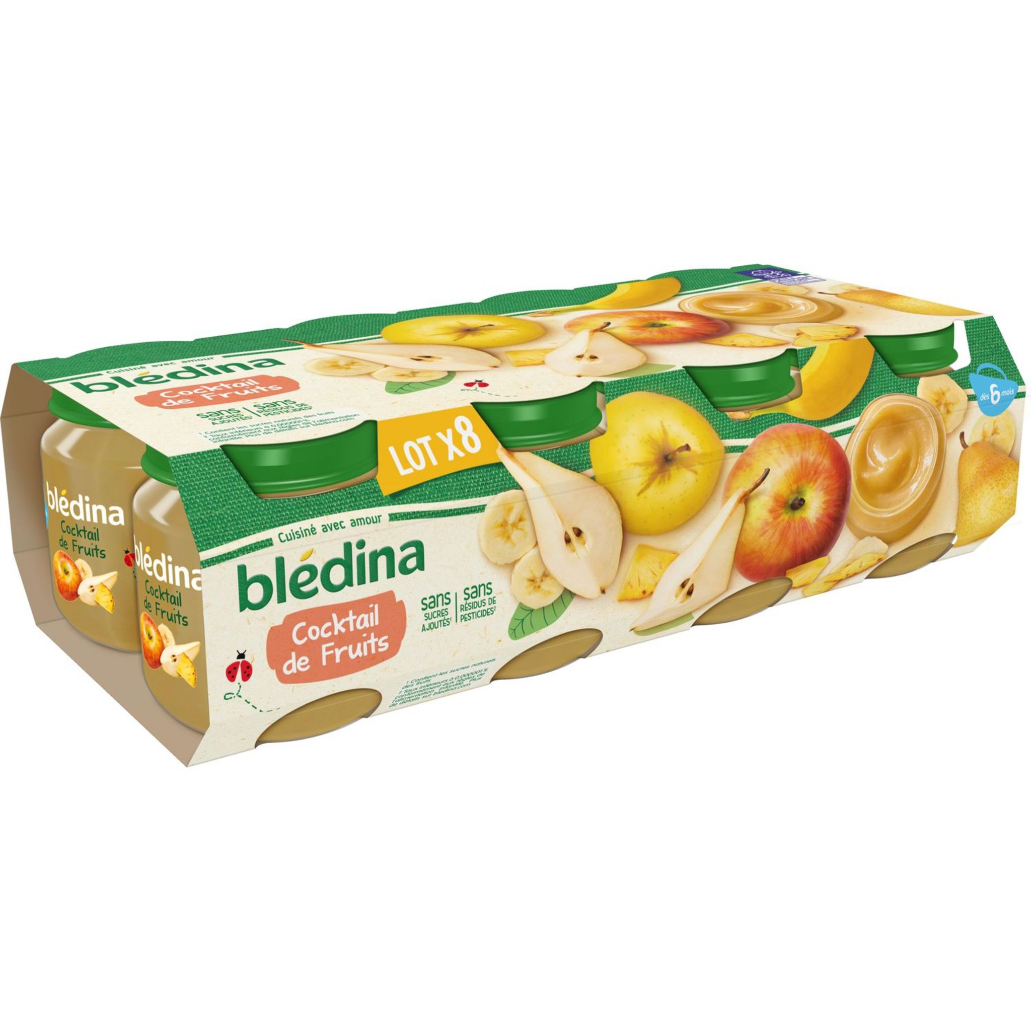 BLEDINA Petit pot dessert cocktail de fruits dès 6 mois 8x130g pas