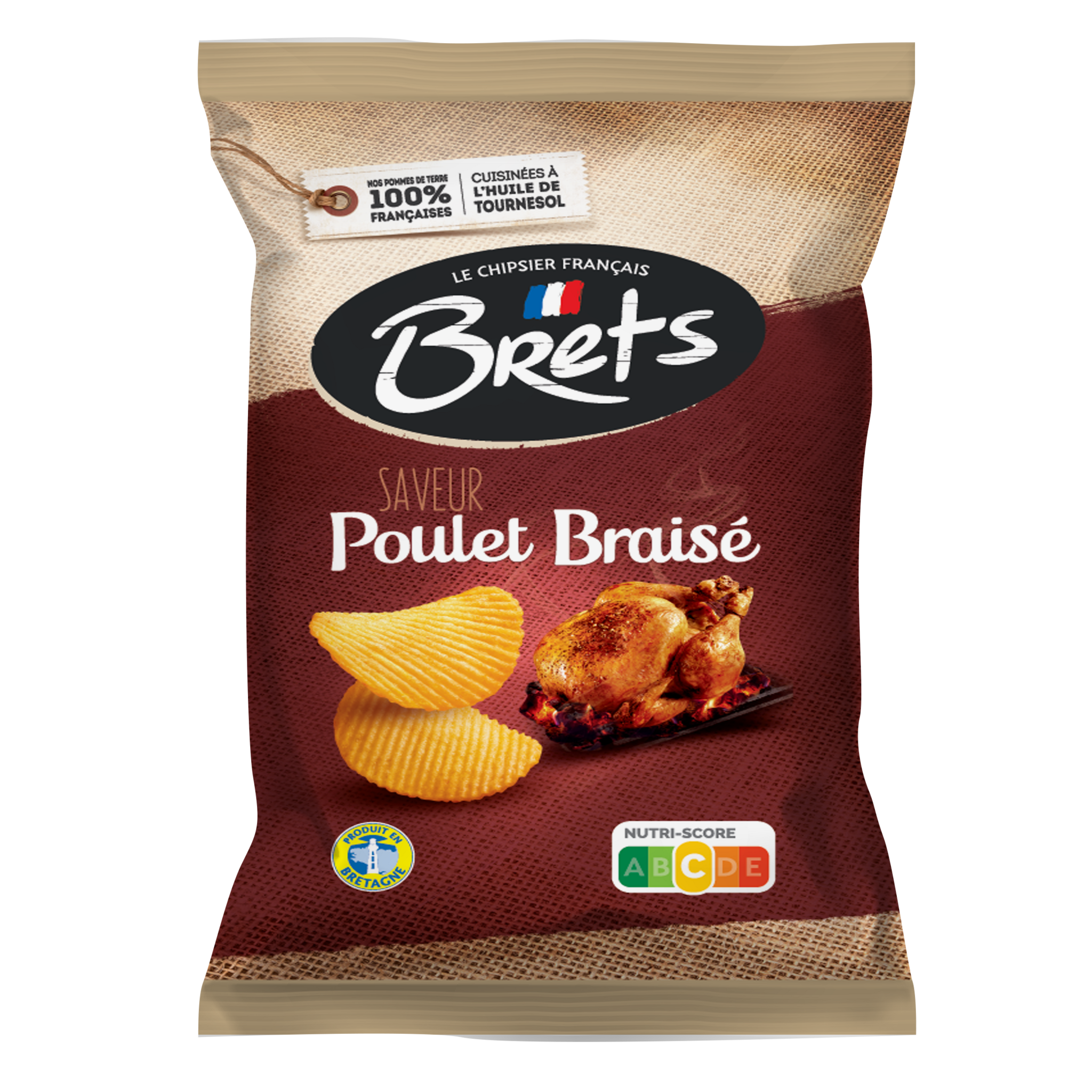 BRETS Chips ondulées saveur poulet braisé 125g pas cher 