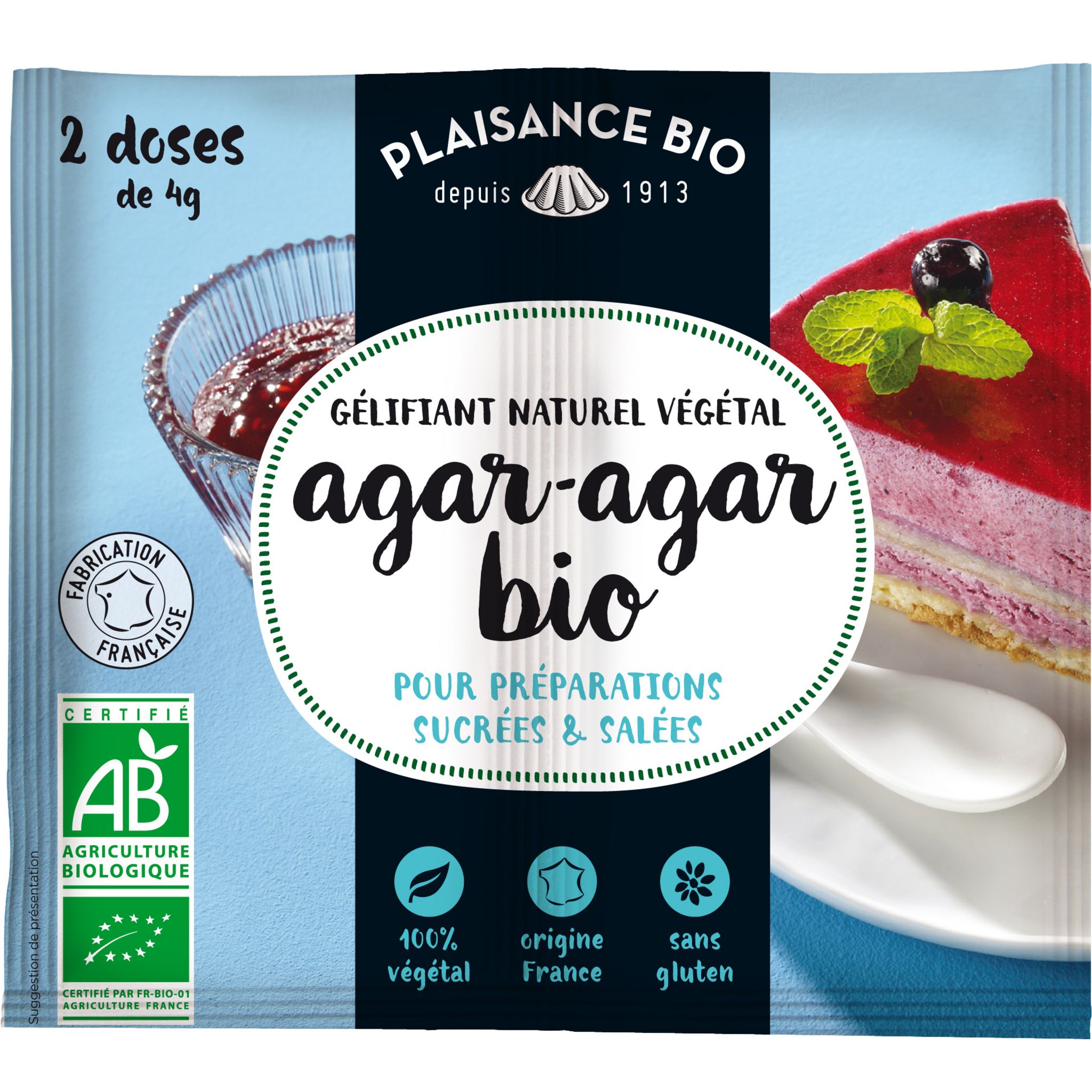 Agar-agar poudre 2x4g, Aides à la pâtisserie