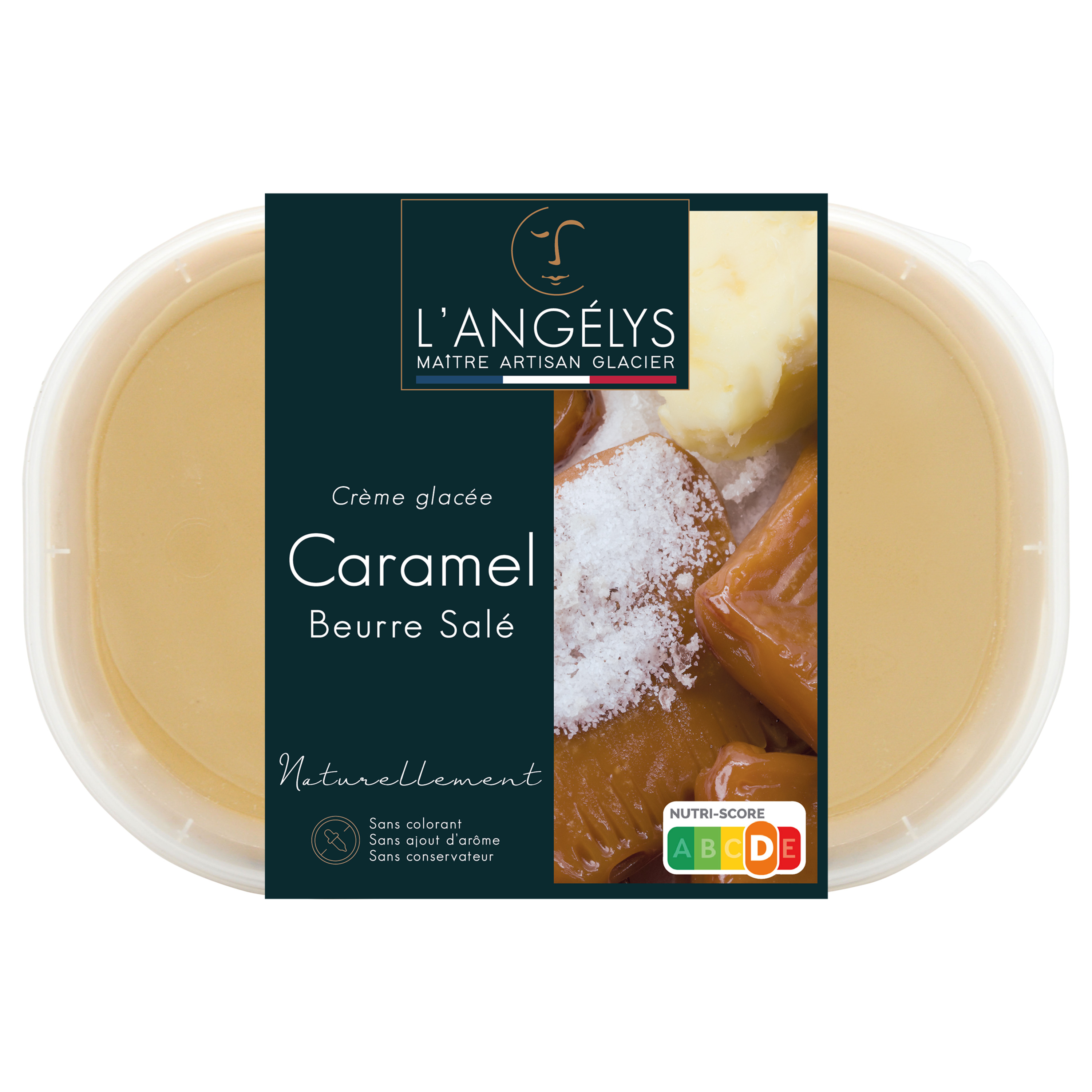 L'ANGELYS Crème glacée caramel au beurre salé 450g pas cher